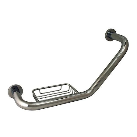 Keeney Mfg Smooth Angled Reversible Grab Bar with Soap Dish, Chrome, 7.87" L, Stainless Steel, Polished Chrome GB34211PC